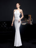 Halter Neck Evening Dress Sleeveless Mermaid Women Sequins Full Party Gowns Slim Prom Dress