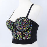 Push Up Bralette Colorful Acrylic Short Nightclub Party Sexy Top With Built In Bra Crop Top Women Camis Tops