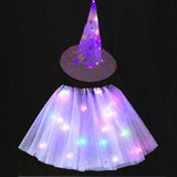 Women Kids Girl LED Glowing Light Up Witch Hat Skirt Wizard Cosplay Props Birthday Party Gift New Year Halloween Costume