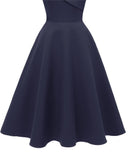 Vintage Spaghetti Strap Wrap Fit and Flare Solid Swing Women Party Night Elegant High Waist Cami Dress