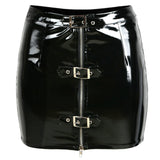 S-3XL New Style Pencil Skirt Women Black Front Zipper Buckle Bodycon Skirt Party Club Wear PVC Leather Mini Skirt