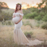 New Pregnant Evening Dress Maternity Photography Props For Shooting Photo Pregnancy Clothes Cotton Chiffon Off Shoulder