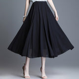 Vintage Polka Dot A-line Pleated Long Summer Women Korean Streetwear Elastic Waist Midi Skirt