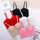 Sexy Crop Top To Wear Out Sleeveless Camis Built In Bra Ladies Cropped Top Nightclub Party Corset Push Up Bustier