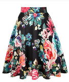Solid Color Cotton Womens High Waist A-line Vintage Skirt Ladies Casual Black Plus Size Rockabilly Skirts Swing School Clothing