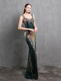 Sleeveless Woman Party Night Sequins Dress Side Split Long Elegant Shinning Evening Dress