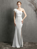 Simple Long Evening Dress One Shoulder Elegant Women Wedding Party Dress