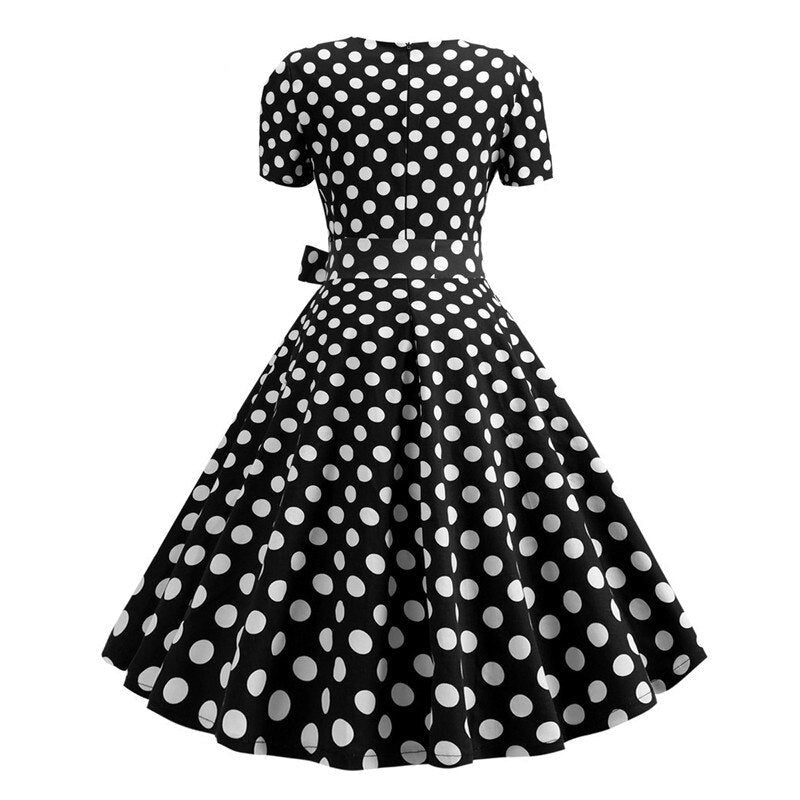 Square Neck Button Front Rockabilly Vintage 50s Robe Women Dresses Summer Belted Office Lady Solid Swing Dress
