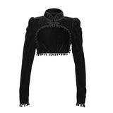2023 Gothic Black Velvet Short Steampunk Crop Jacket Long Sleeve Women Gothic Bolero Victorian Coat Vintage Corset Accessories