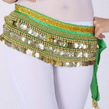 Multi-Rows Gold Coin Beads Belly Dance Skirt Wrap Gift Idea Dance Shows Party Night Out Shining Velvet Hip Scarf Skirt Dancewear