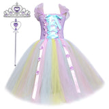 Princess Rapunzal Long Dress Costume for Girls Kids Tangled Cosplay Dresses Ankle Length Children Fancy Clothes for New Year