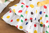 Summer Sets 2 Pieces Clothes For Baby Girls Cute T-Shirts Spot Printed Tops+Soild Shorts Pants Kids Birthday Party Causal Sets