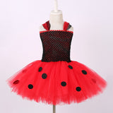 Lady Beetle Tutu Dress for Girls Halloween Cosplay Costumes for Kids Fancy Dresses with Wings Outfits Girl Clothes for Birthday