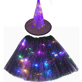 Women Kids Girl LED Glowing Light Up Witch Hat Skirt Wizard Cosplay Props Birthday Party Gift New Year Halloween Costume