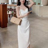 Casual Sleeveless Ladies Midi Dress Summer New Fashion Elegant Split Women Solid Party Dress Vestidos