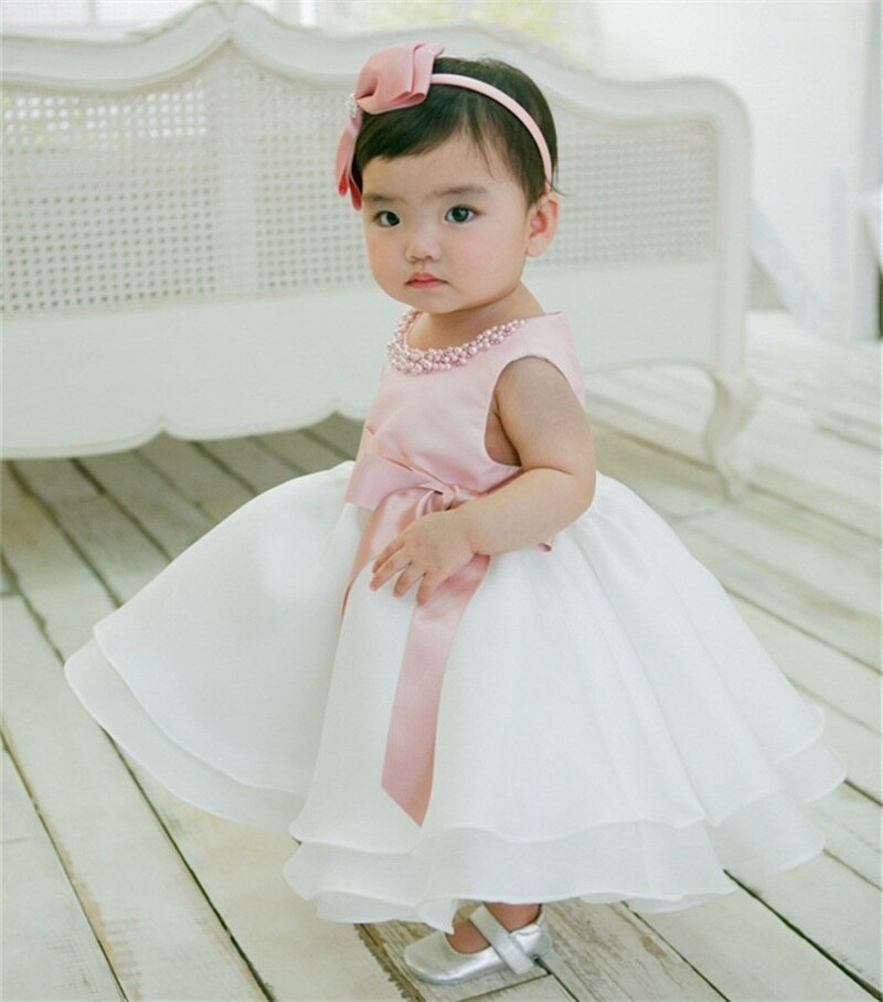 Baby Princess Dress Beautiful Beads Ball Gown Dress for Wedding Party Toddler Christening Gown Age 1 2 Years Baby Birthday Dress