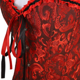 Women Steampunk Corset Dress Sexy Floral Corset Renaissance Blouse With Irregular Pleated Skirt Three-Pieces Set Plus Size