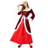 Deluxe Velvet Women Christmas Costume Cosplay Santa Claus Uniform Suit Adults Woman Holiday Xmas Long Dress Robe Gowns