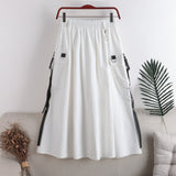 New Women Summer A-Line Cotton High Waist Skirt Chain Decorated Spring Clothes