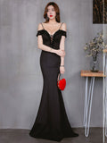 New Off-the-shoulder Elegant Slit Side Open Prom Formal Party Dress Spaghetti Straps Vestido