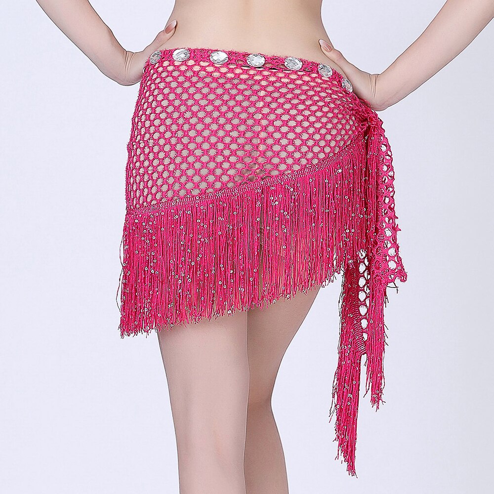Sequined Tassel Hip Scarf Women Belly Dance Oriental Indian Hollow Out Diamond Waist Skirt