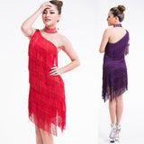 1920s Gatsby Flapper Sexy One Shoulder Tiered Fringe Dress Irregular Tassel Hem Latin Dance Dress Party Dancewear