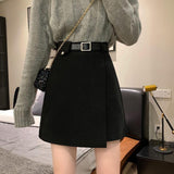 Women Casual Short Skirt Fashion Korean Style All-match High Waist Ladies A-line Mini Skirts With Belts
