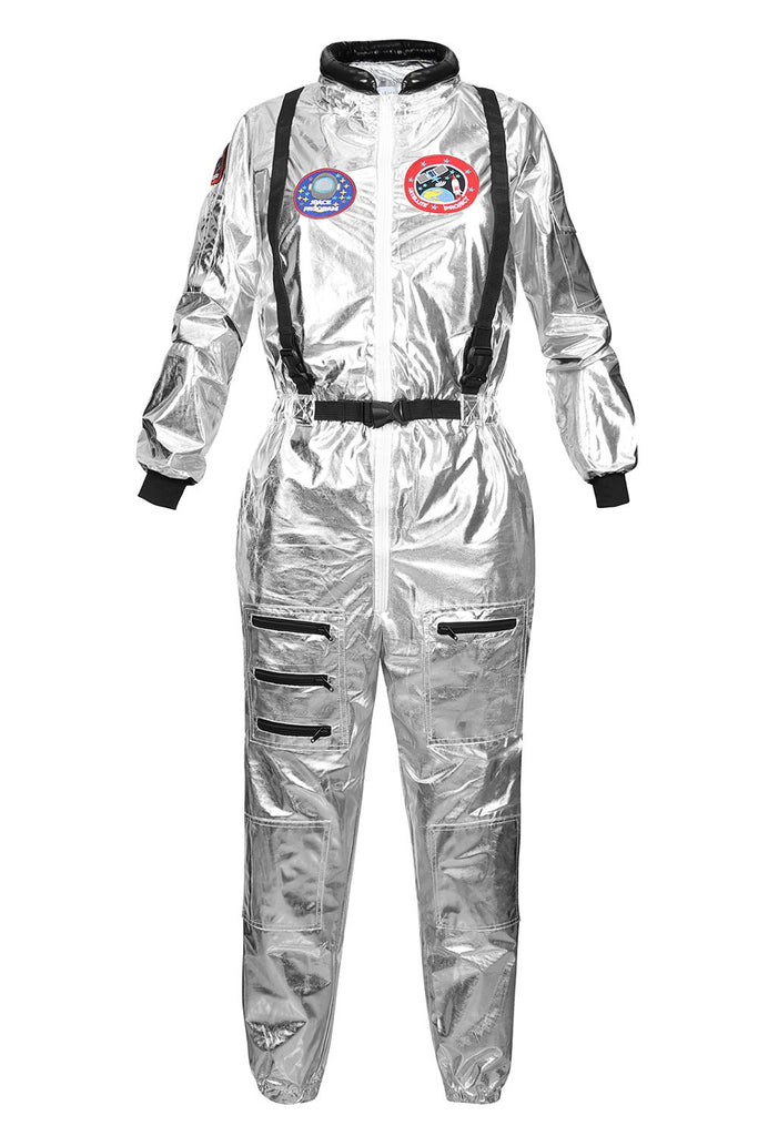 Astronaut Costume Adult Silver Spaceman Costume Plus Size  Women Space Suit Party Dress up Costume  Astronaut Suit Adults White