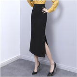 Long Pencil Black Women Korean Fashion Elegant High Wiast Bodycon Skirt