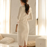 Women Notched Collar Sashes Bodycon Female Pencil Dress OL Style Lace Up Knee-Length Dress Slim Waist Vestidos