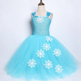 Blue Elsa Princess Dresses for Girls Kids Fancy Long Tutu Dress New Year Costume Girl Snow Queen Cosplay Costumes for Christmas