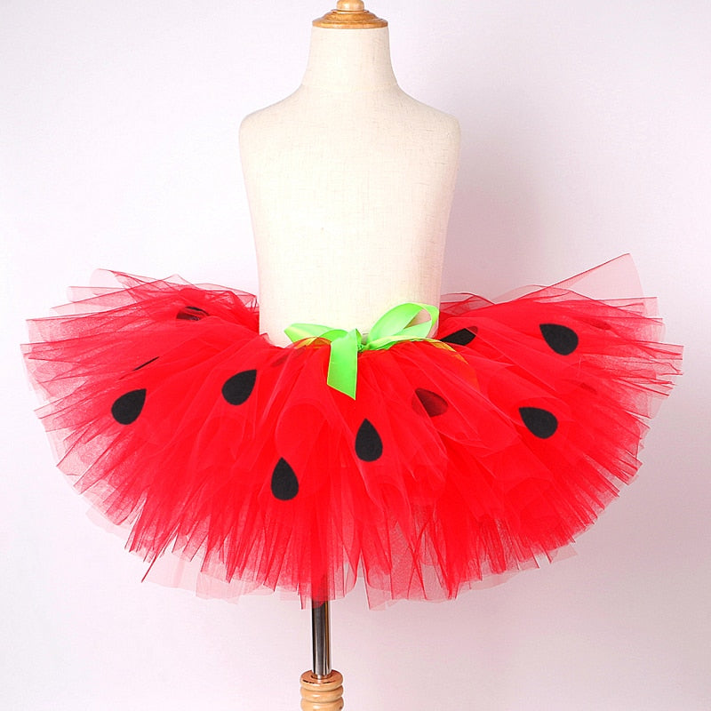 Fluffy Strawberry Tutu Skirt for Girls Toddler Watermelon Tulle Skirts for Kids Birthday Party Costumes Baby Girl Cute Tutus