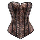Women Sexy Steampunk Skull Print Corset Top Vintage Faux Leather Corsets Bustiers Lingerie Pirate Costume Brown Plus Size S-6XL