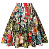 Leopard Print High Waist Skirt Pleated Women Flared Runway Midi Skirt Fashion Cotton Swing Rockabilly Party Skirts Gothic