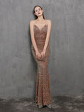 Spaghetti Strap Sleeveless Party Dress Shinning Color Sequins Prom Dress Mermaid Slim Floor Length
