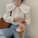 Chic Casual Loose Shirts Women Puff Sleeve Blouse Elegant Femme Pullover Tops Streetwear