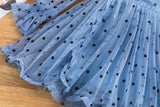 Kids Dress For Girls Spring Puff Long Sleeve Fairy Dresses Mesh Chiffon Polka Dots Summer 3 4 5 6 7 8 Years Children Clothes