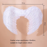 Black White Angel Feather Wings Holiday Party Props Scene Layout Kids Women Girls Catwalk Performance Show Cosplay Costume