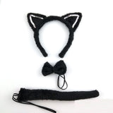 Kids Halloween Party Cosplay Black White Pink Cat Ear Headband Hairband Paw Performance Stage Dance Wear Costume Set Clothes