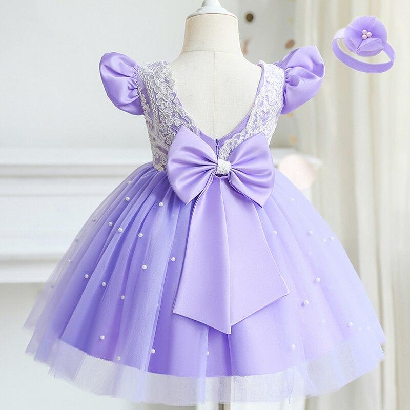 Lace Flower Ruffles Princess Dress For Girls Elegant Tulle Wedding Evening Party Tutu Prom Gown Kids Brithday Clothes