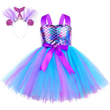 Little Mermaid Princess Tutu Dress for Girls Kids Birthday Cosplay Dresses Outfit Toddler Baby Girl Halloween Party Costumes