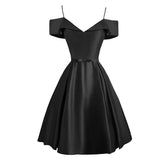 Spaghetti Strap Vintage Dress Light Blue Bow Front Solid Women Short Sleeve Elegant Ladies Formal Party Sling Vestidos
