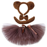 Brown Bear Tutu Skirt Outfit for Baby Girls Christmas Halloween Costumes Children Animal Skirts Girl Birthday Dance Tutus 0-14Y