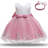 Baby Girls Summer Dress Sleeveless Lace Embroidery 1st 2 Year Birthday Christening Gown Newborn Infant Baptism Princess Costume