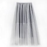 Vintage Large Swing Tulle Women Summer Korean Black Long High Waist A-Line Skirt