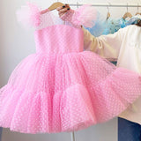 Girls Dresses For Weddings and Party Elegant Tulle Bowknot Tutu Prom Gown Kids Children Evening Bridesmaid Princess Dress