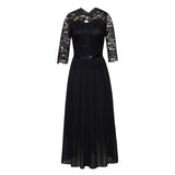 Lace Evening Party Maxi Dress Women Chiffon Vintage Robes Femme 3/4 Length Sleeve Spring 2022 Elegant Solid Long Prom Dresses