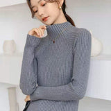 Autumn Winter Solid Knitted Cotton Sweater Dresses Women Fashion Loose O-neck Pullover Female Knitted Dress Vestidos Feminino