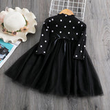 Spring Winter Dresses For Baby Girls Long Sleeve Polka Dot Tutu Ball Gown Toddler Kids Children Elegant Birthday Party Clothes