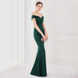 Appliques Beading Green Long Evening Dress Elegant Off Shoulder Formal Party Prom Dress